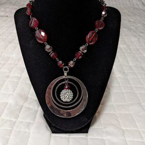 Red Beaded Statement Necklace